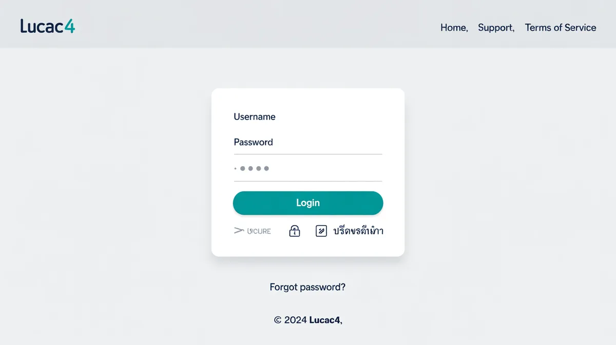 หน้าจอระบบเข้าสู่ระบบ LUCAC4 พร้อมฟอร์มล็อกอิน